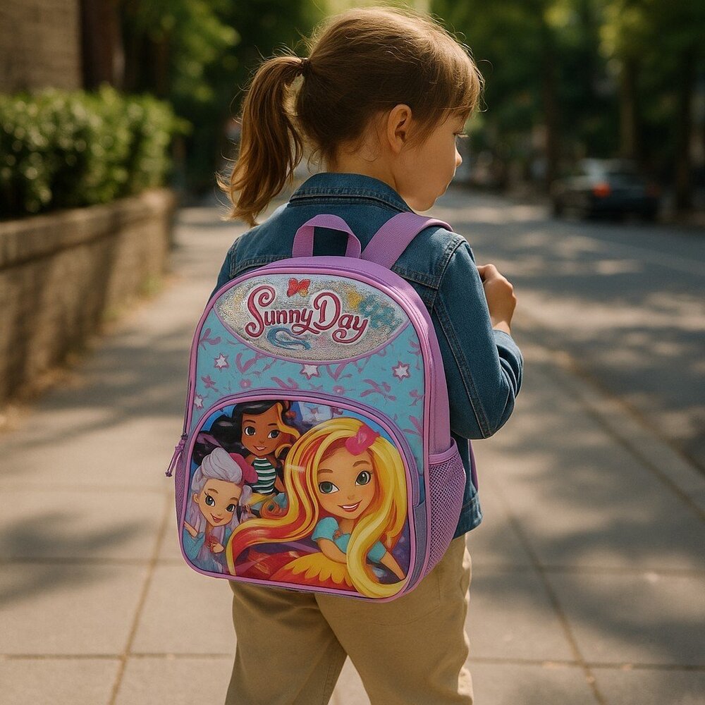Sunny Day w/ Hair Backpack School Bag Mesh Side Po